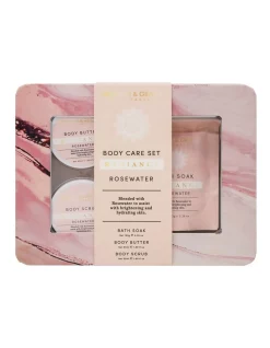 Budget π Morgan & Grace Radiance Rosewater Body Care Tin Set 3 Piece β¨