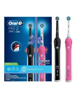 Budget 😀 Oral-B Pro2 His N Hers Dual Handle Electric Toothbrush Black/Pink 4987176075314 👍