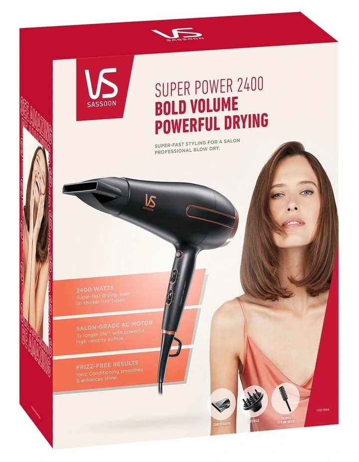 Best Sale 𧨠VS Sassoon Super Power 2400 Hair Dryer In Black 𧨠2 Best Sale 𧨠VS Sassoon Super Power 2400 Hair Dryer In Black 𧨠- Image 2