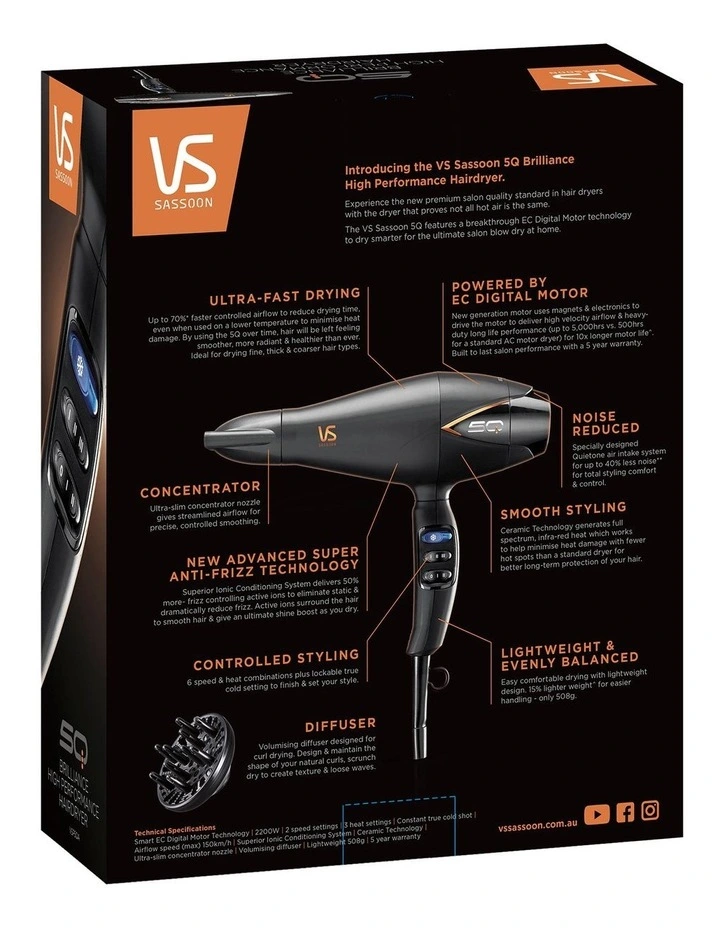 Best deal β VS Sassoon 5Q Brilliance Hair Dryer In Black π 7 Best deal β VS Sassoon 5Q Brilliance Hair Dryer In Black π - Image 7